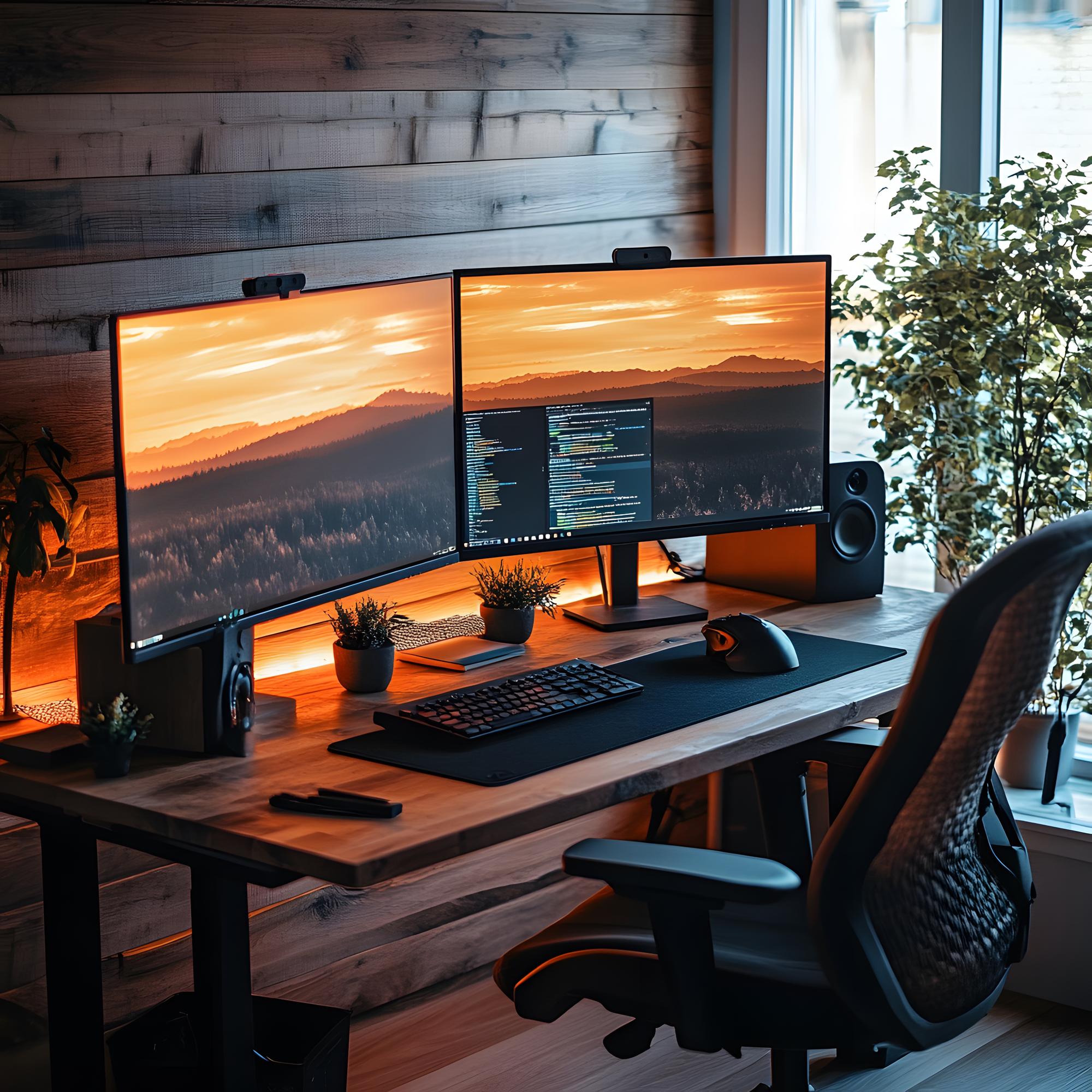 Developer at desk crafting game interface